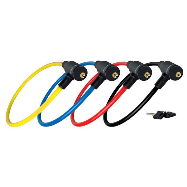 MasterLock SET ocelový kabelový zámek 65cm x 8mm 2 klíče, vinylový potah – žlutý+ červený + 2 černé