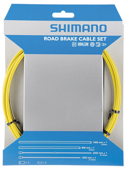 SHIMANO sada brzd lanek a bowdenů silnice 1,6 mm x 1000 mm/2050 mm SIL-TEC 800/1400 mm +konc žlutý