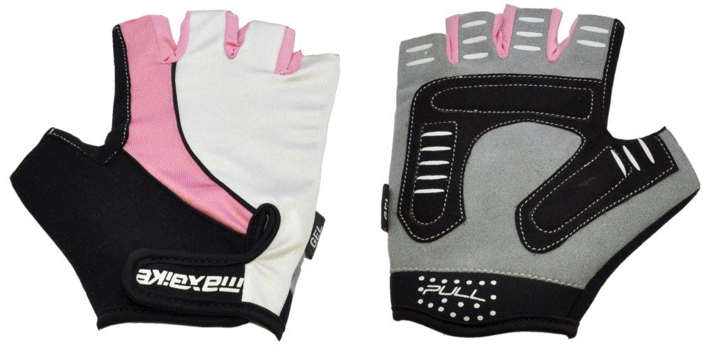 rukavice MAXBIKE gel bílo-růžové velikost XL