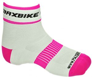 ponožky MAXBIKE bílo růžové XL (44-45)
