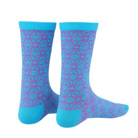 ponožky Supacaz Asanoha modro-růžové vel. L-XL