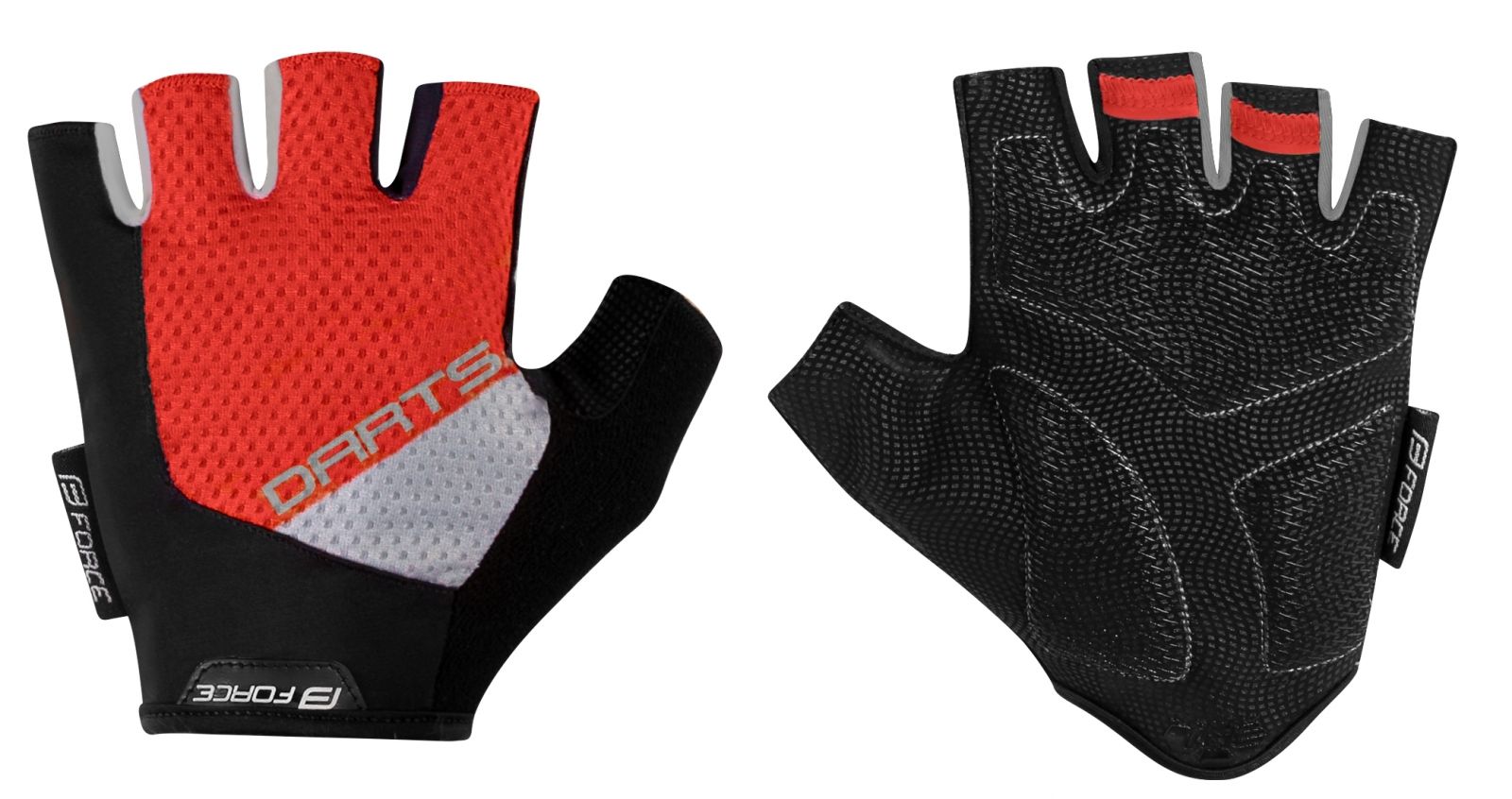 rukavice F DARTS gel bez zapínání,červeno-šedé XXL FORCE