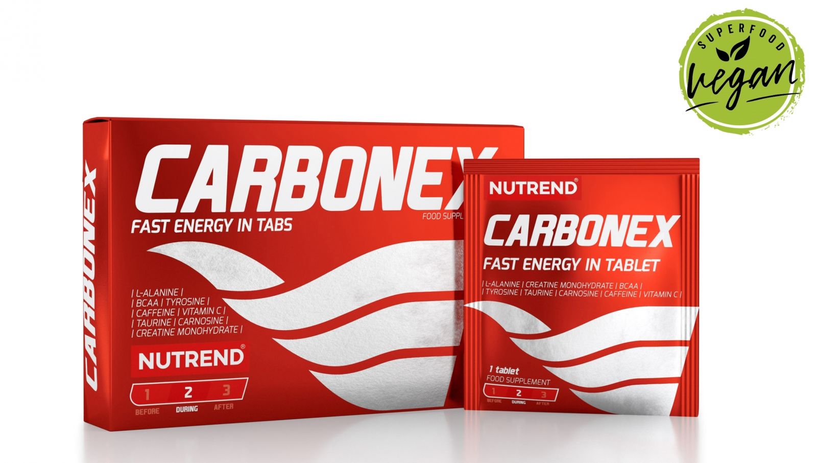 CARBONEX energy sport tablets, obsahuje 12 tablet NUTREND