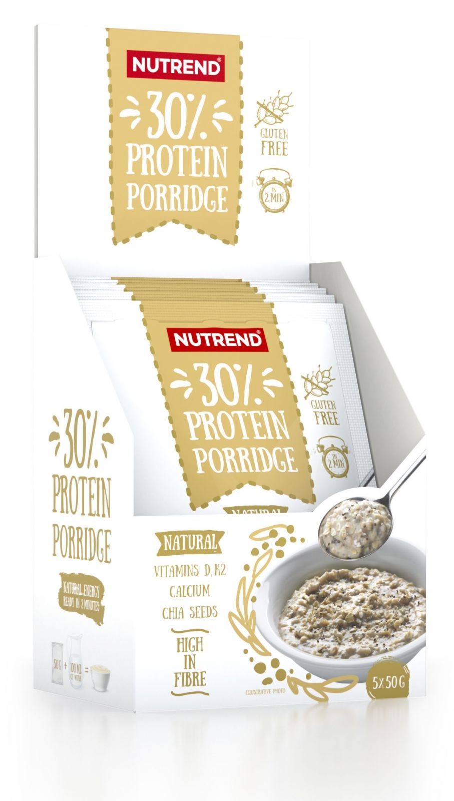 PROTEIN Porridge 5x 50 g natural-bez příchuti NUTREND
