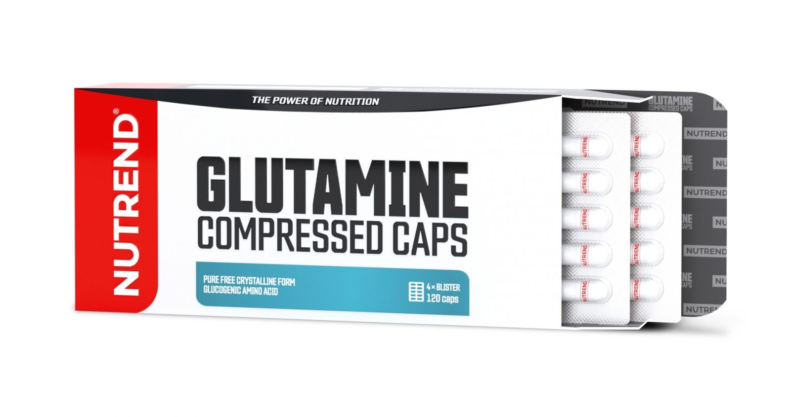 GLUTAMINE COMPRESSED CAPS, obsahuje 120 kapslí NUTREND