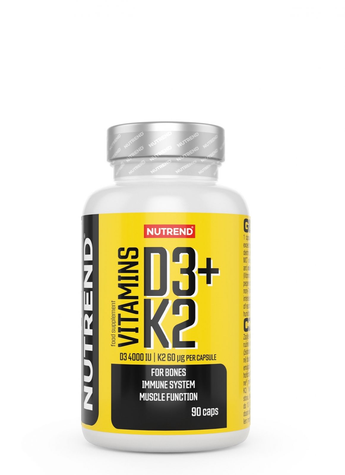VITAMINS D3+K2, obsahuje 90 kapslí NUTREND