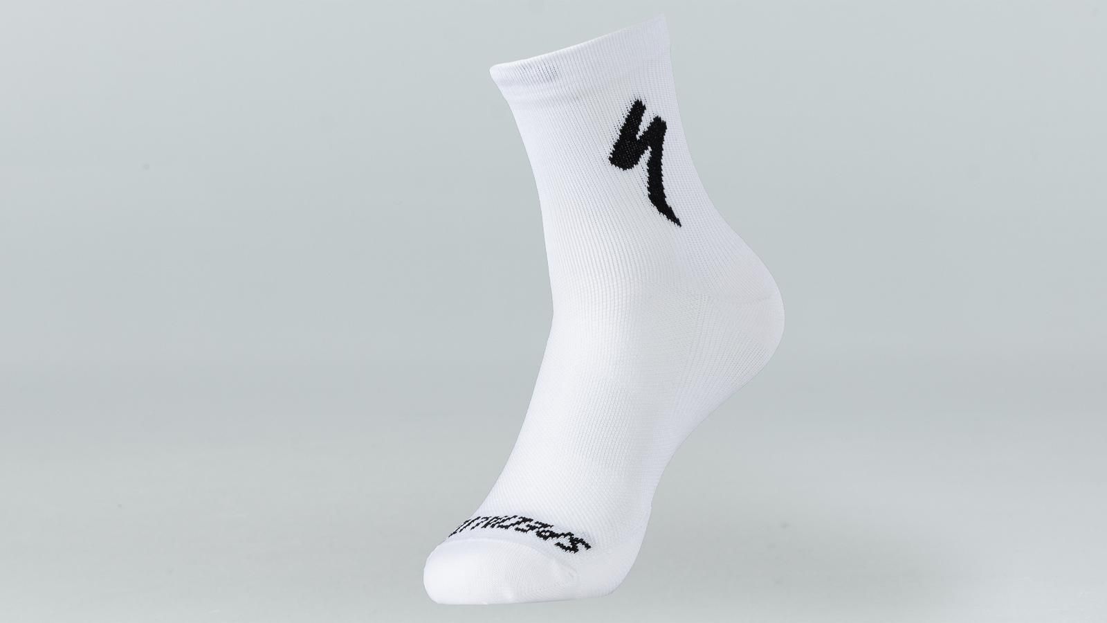 ponožky Specialized Soft Air Mid Logo - Wht/Blk velikost M